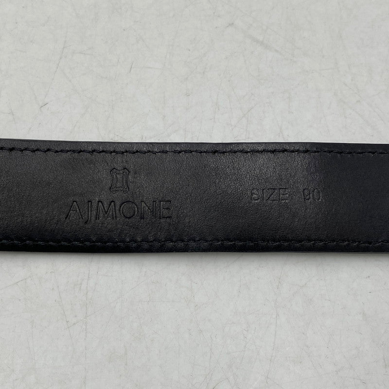 【中古品】【メンズ/レディース】 AJMONE アイモネ LEATHER BELT レザーベルト 205-261023-ms-02-izu サイズ：90 カラー：ブラック 万代Net店
