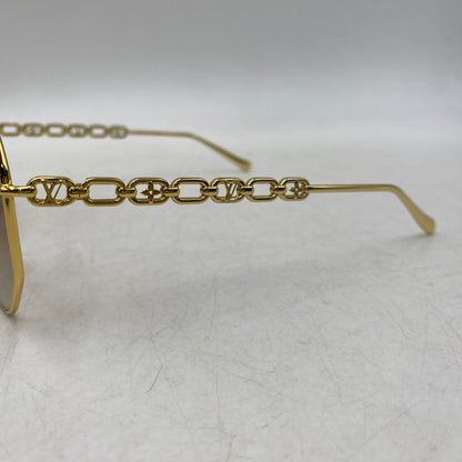 【中古品】【メンズ/レディース】 LOUIS VUITTON ルイ・ヴィトン Z1650E MY LV CHAIN ROUND SUNGLASSES チェーン ラウンド サングラス 179-261025-cs-14-izu サイズ：60口17-140 カラー：ゴールド×ブラウン 万代Net店