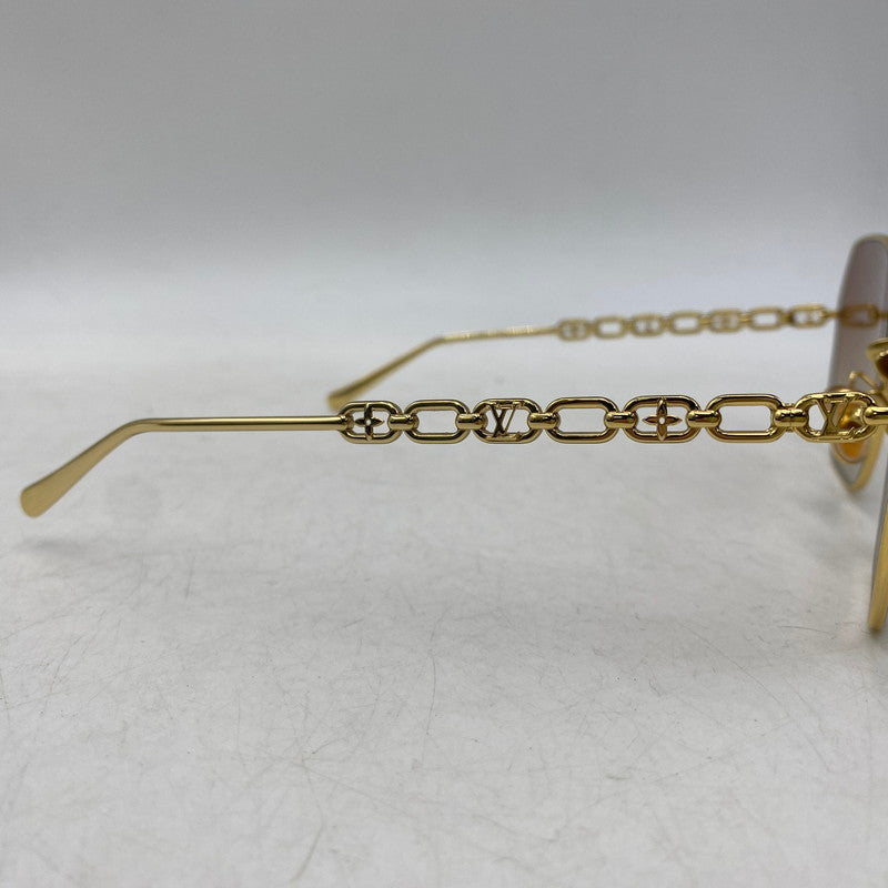 【中古品】【メンズ/レディース】 LOUIS VUITTON ルイ・ヴィトン Z1650E MY LV CHAIN ROUND SUNGLASSES チェーン ラウンド サングラス 179-261025-cs-14-izu サイズ：60口17-140 カラー：ゴールド×ブラウン 万代Net店