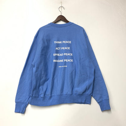 【中古品】【メンズ】 CHAMPION チャンピオン×MOMA YOKO ONO PEACE IS POWER REVERSE WEAVE SWEATSHIRT モマ ヨーコ・オノ ピース イズ パワー リバースウィーブ スウェットシャツ トップス 長袖 140-261027-ya-14-izu サイズ：2XL カラー：ライトブルー 万代Net店