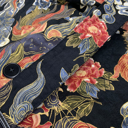 【中古美品】【メンズ】 BLACK SIGN ブラック サイン BSSJ-26411 26SS 1930S JAPANESE LION ジャパニーズ ライオン & PEONY HITMAN COAT ピオニー・ヒットマン コート 145-261024-ya-21-izu サイズ：42 カラー：マルチ 万代Net店