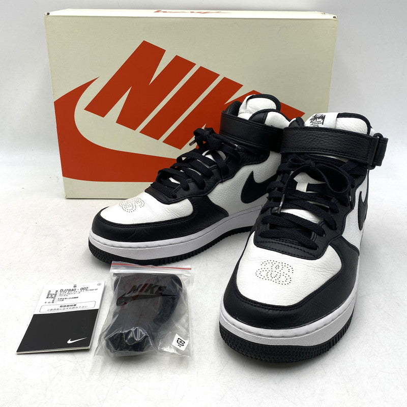 【中古品】【メンズ/レディース】 NIKE ナイキ×STUSSY ステューシー DJ7840-002 AIR FORCE 1 MID エア フォース ワン ミッド スニーカー シューズ 靴 160-261025-cs-03-izu サイズ：26cm カラー：BLACK/BLACK-WHITE 万代Net店