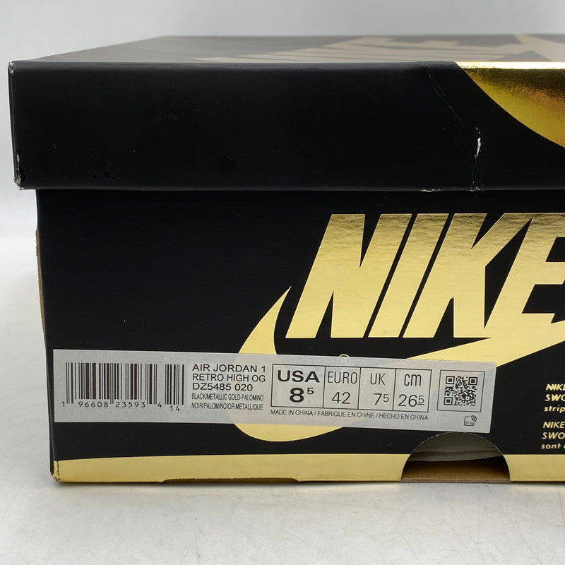 【中古品】【メンズ】 NIKE ナイキ DZ5485-020 AIR JORDAN 1 RETRO HIGH OG エア ジョーダン ワン レトロ ハイ オリジナル スニーカー シューズ 靴 160-261025-cs-02-izu サイズ：26.5cm カラー：BLACK/METALLIC GOLD-PALOMINO 万代Net店