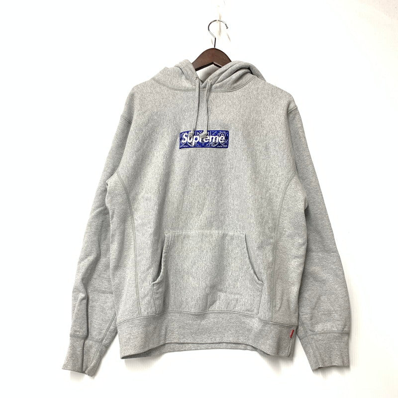 【中古品】【メンズ】 SUPREME シュプリーム 19AW BANDANA BOX LOGO HOODED SWEATSHIRT バンダナ ボックス ロゴ フーデッド スウェット シャツ トップス 長袖 149-261027-ya-08-izu サイズ：M カラー：グレー 万代Net店
