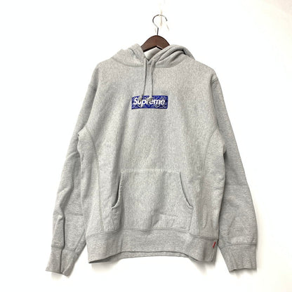 【中古品】【メンズ】 SUPREME シュプリーム 19AW BANDANA BOX LOGO HOODED SWEATSHIRT バンダナ ボックス ロゴ フーデッド スウェット シャツ トップス 長袖 149-261027-ya-08-izu サイズ：M カラー：グレー 万代Net店