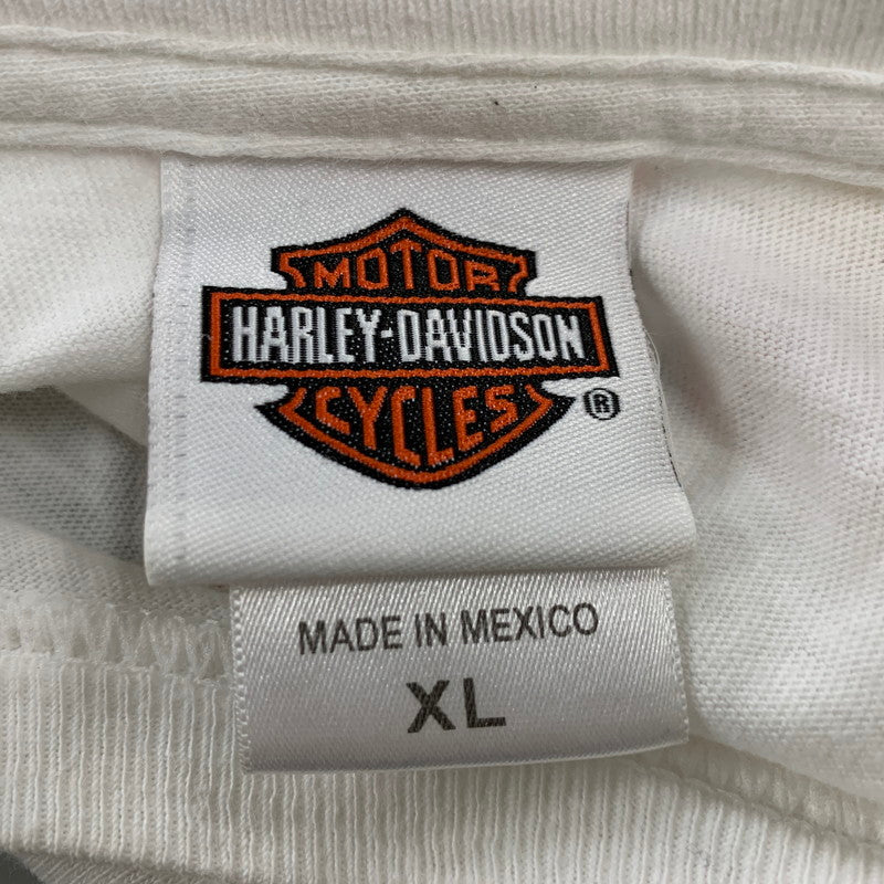 【現状渡し品】【メンズ】 HARLEY DAVIDSON ハーレーダビッドソン メキシコ製 c2014 FLAME LOGO L S TEE フレーム ロゴ ロングスリーブ Tシャツ トップス 長袖 145-261027-ya-13-izu サイズ：XL カラー：ホワイト 万代Net店