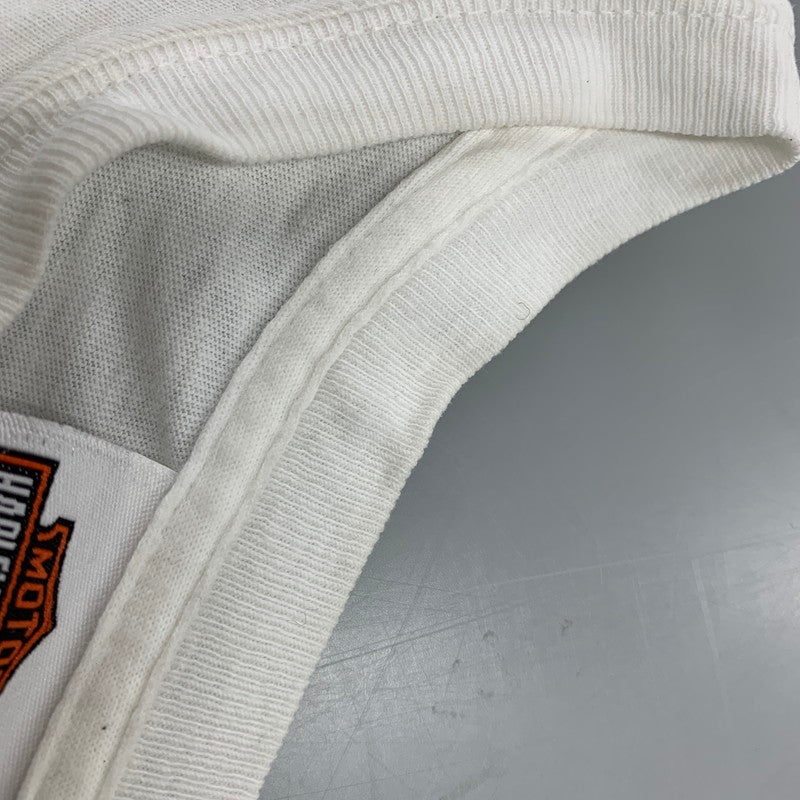 【現状渡し品】【メンズ】 HARLEY DAVIDSON ハーレーダビッドソン メキシコ製 c2014 FLAME LOGO L S TEE フレーム ロゴ ロングスリーブ Tシャツ トップス 長袖 145-261027-ya-13-izu サイズ：XL カラー：ホワイト 万代Net店