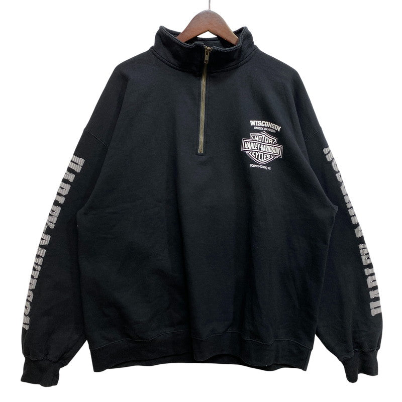 【中古品】【メンズ】 HARLEY DAVIDSON ハーレーダビッドソン c2018 SKULL WING HALF ZIP SWEAT スカル ウイング ハーフジップ スウェット トップス 145-261030-kh-08-izu サイズ：XL カラー：ブラック 万代Net店