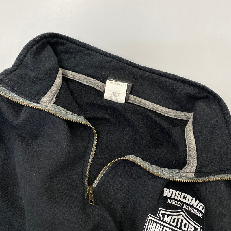 【中古品】【メンズ】 HARLEY DAVIDSON ハーレーダビッドソン c2018 SKULL WING HALF ZIP SWEAT スカル ウイング ハーフジップ スウェット トップス 145-261030-kh-08-izu サイズ：XL カラー：ブラック 万代Net店