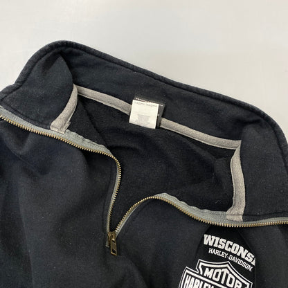 【中古品】【メンズ】 HARLEY DAVIDSON ハーレーダビッドソン c2018 SKULL WING HALF ZIP SWEAT スカル ウイング ハーフジップ スウェット トップス 145-261030-kh-08-izu サイズ：XL カラー：ブラック 万代Net店