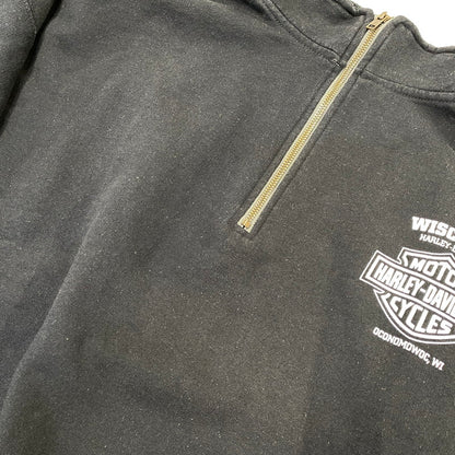 【中古品】【メンズ】 HARLEY DAVIDSON ハーレーダビッドソン c2018 SKULL WING HALF ZIP SWEAT スカル ウイング ハーフジップ スウェット トップス 145-261030-kh-08-izu サイズ：XL カラー：ブラック 万代Net店