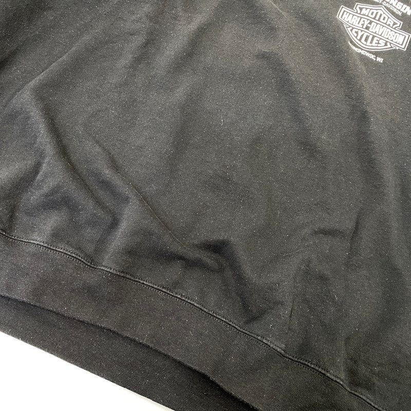 【中古品】【メンズ】 HARLEY DAVIDSON ハーレーダビッドソン c2018 SKULL WING HALF ZIP SWEAT スカル ウイング ハーフジップ スウェット トップス 145-261030-kh-08-izu サイズ：XL カラー：ブラック 万代Net店