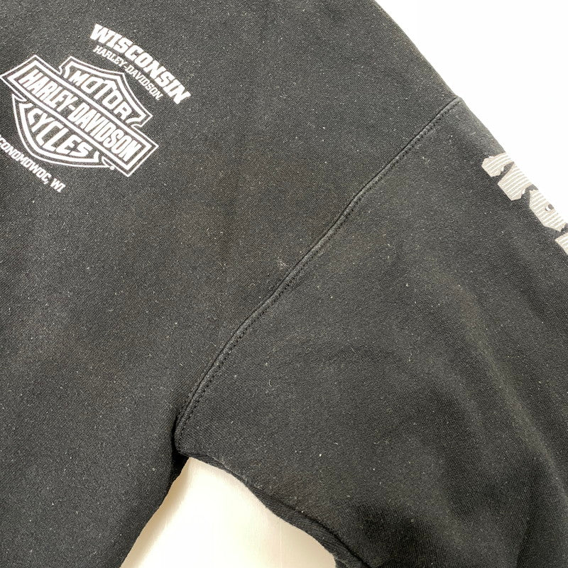 【中古品】【メンズ】 HARLEY DAVIDSON ハーレーダビッドソン c2018 SKULL WING HALF ZIP SWEAT スカル ウイング ハーフジップ スウェット トップス 145-261030-kh-08-izu サイズ：XL カラー：ブラック 万代Net店