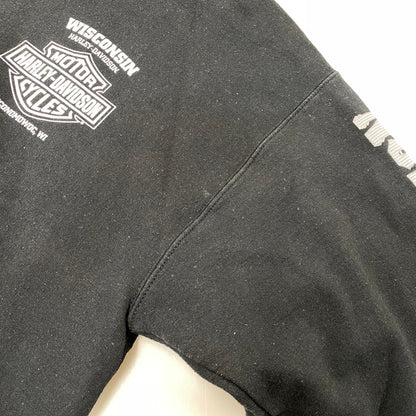 【中古品】【メンズ】 HARLEY DAVIDSON ハーレーダビッドソン c2018 SKULL WING HALF ZIP SWEAT スカル ウイング ハーフジップ スウェット トップス 145-261030-kh-08-izu サイズ：XL カラー：ブラック 万代Net店