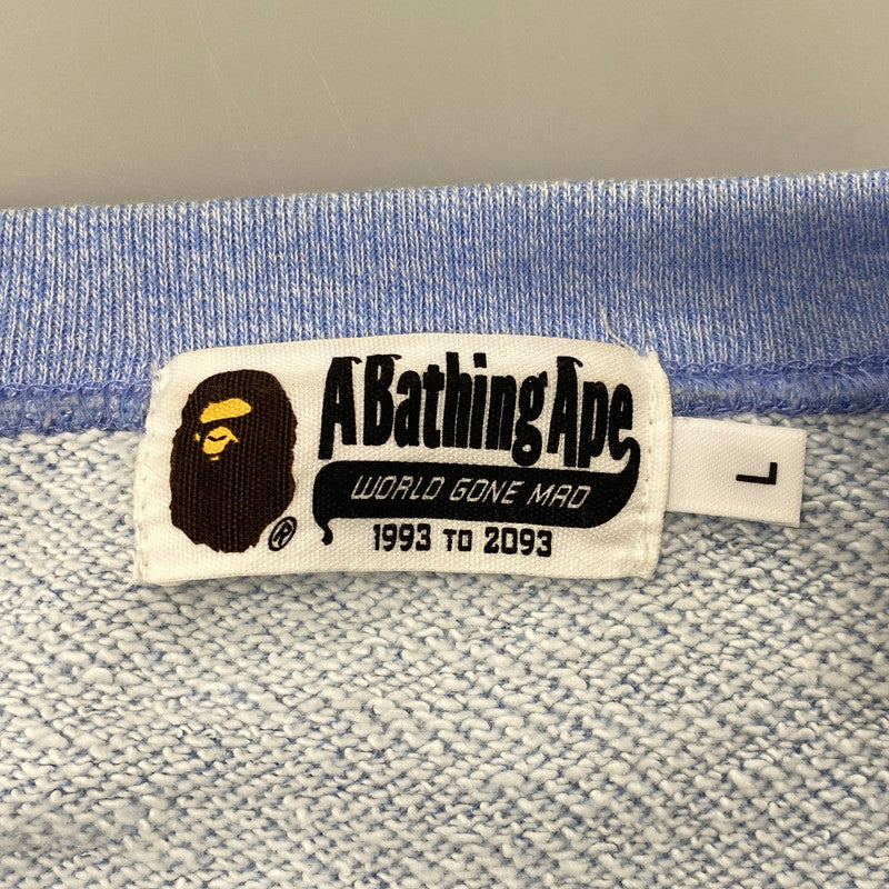 【中古品】【メンズ】 A BATHING APE アベイシングエイプ 001SWD301013X BAPE LOGO SWEATSHIRT BAPE ロゴ スウェットシャツ トップス 142-261027-yn-07-izu サイズ：L カラー：ライトブルー 万代Net店