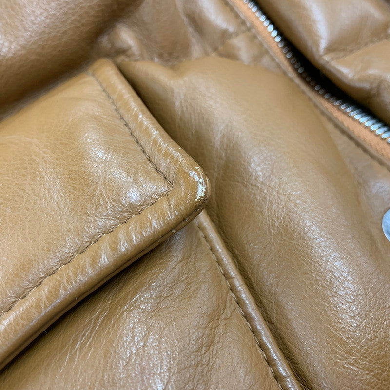 【中古品】【メンズ】 A BATHING APE アベイシングエイプ LEATHER CLASSIC DOWN JACKET レザー ダウン ジャケット アウター 142-261028-kh-11-izu サイズ：M カラー：ブラウン 万代Net店
