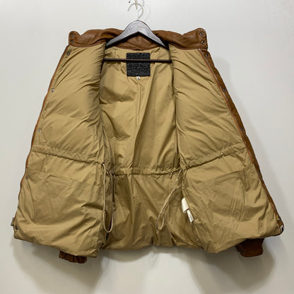 【中古品】【メンズ】 A BATHING APE アベイシングエイプ LEATHER CLASSIC DOWN JACKET レザー ダウン ジャケット アウター 142-261028-kh-11-izu サイズ：M カラー：ブラウン 万代Net店