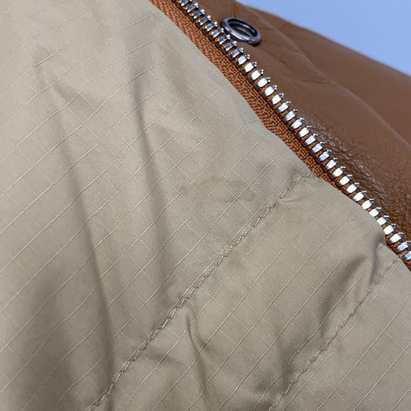 【中古品】【メンズ】 A BATHING APE アベイシングエイプ LEATHER CLASSIC DOWN JACKET レザー ダウン ジャケット アウター 142-261028-kh-11-izu サイズ：M カラー：ブラウン 万代Net店