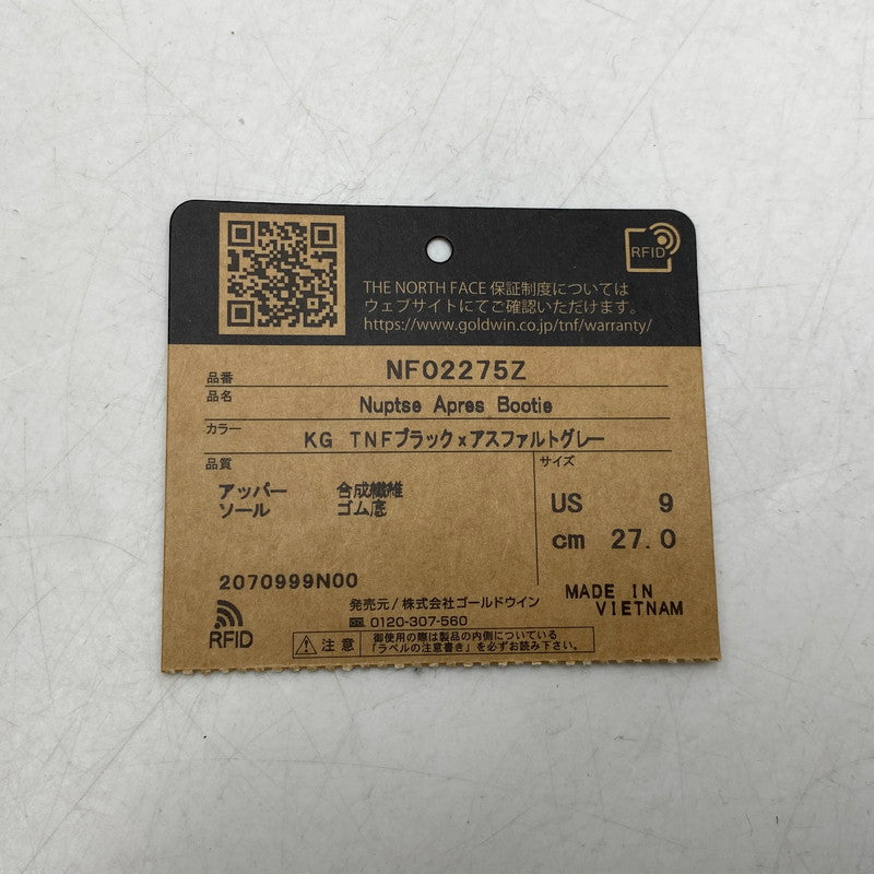 【中古品】【メンズ】 THE NORTH FACE ザ・ノースフェイス NF02275Z NUPTSE APRES BOOTIE ヌプシ アプレ ブーティ シューズ 靴 164-261028-cs-17-izu サイズ：27cm カラー：ブラック 万代Net店