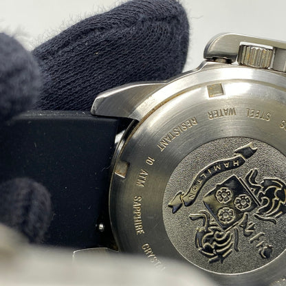 【中古品】【メンズ/レディース】 HAMILTON ハミルトン 6309 KHAKI DATE QUARTZ カーキ デイト クオーツ 腕時計 197-261028-cs-20-izu カラー：シルバー×ブラック 万代Net店