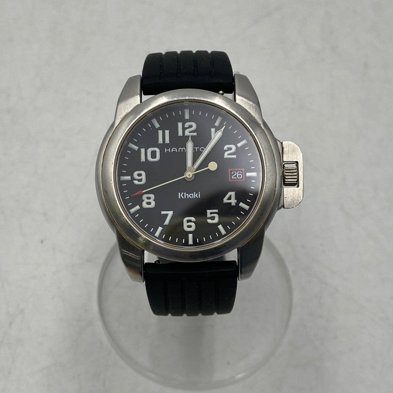 【中古品】【メンズ/レディース】 HAMILTON ハミルトン 6309 KHAKI DATE QUARTZ カーキ デイト クオーツ 腕時計 197-261028-cs-20-izu カラー：シルバー×ブラック 万代Net店