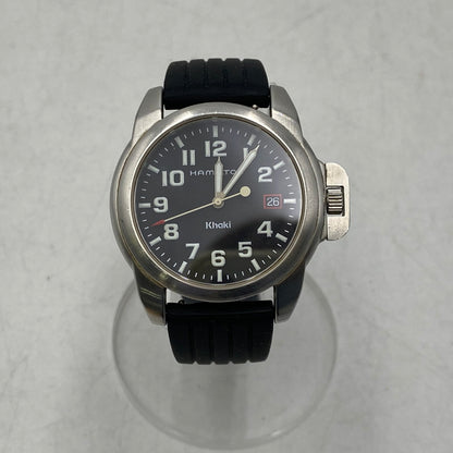 【中古品】【メンズ/レディース】 HAMILTON ハミルトン 6309 KHAKI DATE QUARTZ カーキ デイト クオーツ 腕時計 197-261028-cs-20-izu カラー：シルバー×ブラック 万代Net店