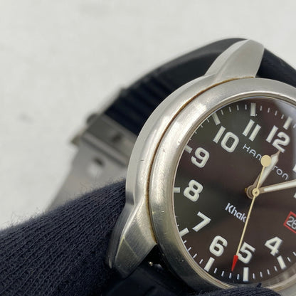 【中古品】【メンズ/レディース】 HAMILTON ハミルトン 6309 KHAKI DATE QUARTZ カーキ デイト クオーツ 腕時計 197-261028-cs-20-izu カラー：シルバー×ブラック 万代Net店