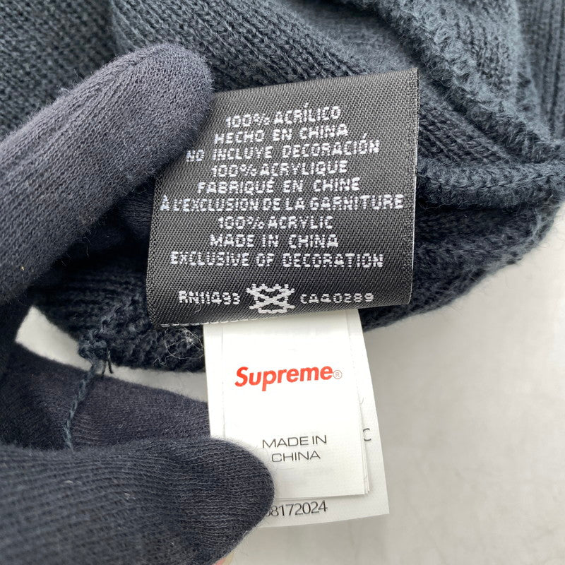 【中古品】【メンズ/レディース】 SUPREME シュプリーム×NEW ERA ニューエラ SCRIPT LOGO BEANIE スクリプト ロゴ ビーニー 帽子 185-261028-cs-13-izu サイズ：ONESIZE カラー：ブラック 万代Net店