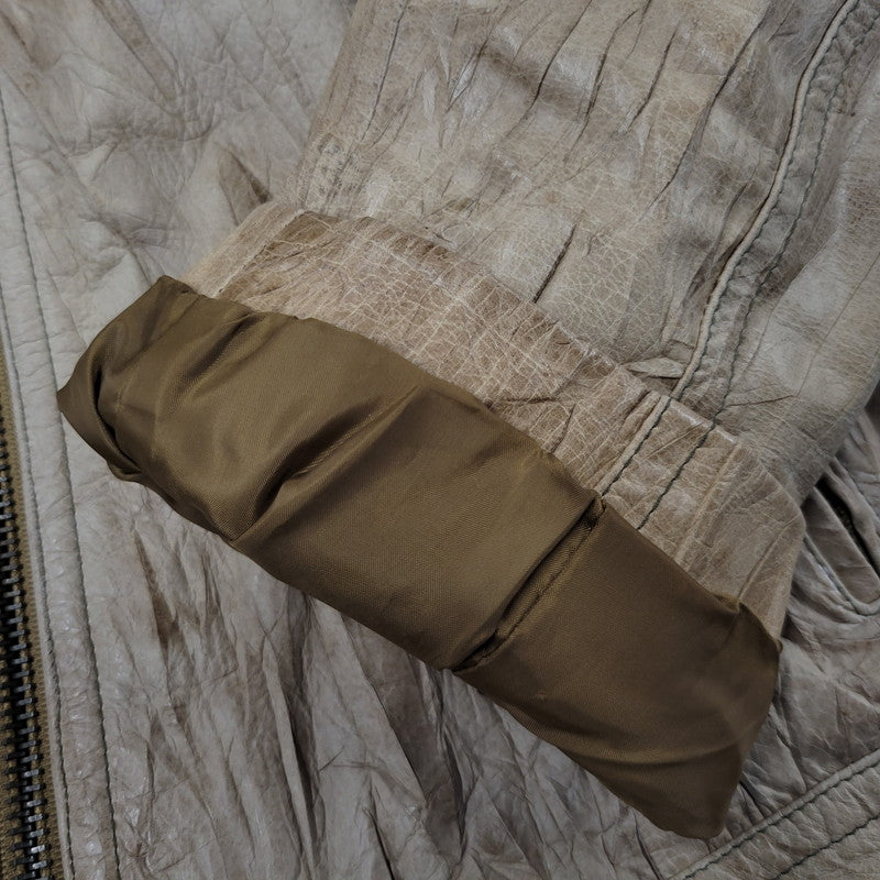 【現状渡し品】【メンズ】 REPLAY リプレイ LEATHER JACKET レザー ジャケット アウター 141-261029-yn-02-izu サイズ：S カラー：ベージュ 万代Net店