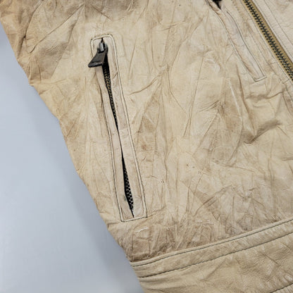 【現状渡し品】【メンズ】 REPLAY リプレイ LEATHER JACKET レザー ジャケット アウター 141-261029-yn-02-izu サイズ：S カラー：ベージュ 万代Net店