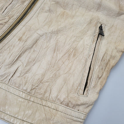 【現状渡し品】【メンズ】 REPLAY リプレイ LEATHER JACKET レザー ジャケット アウター 141-261029-yn-02-izu サイズ：S カラー：ベージュ 万代Net店