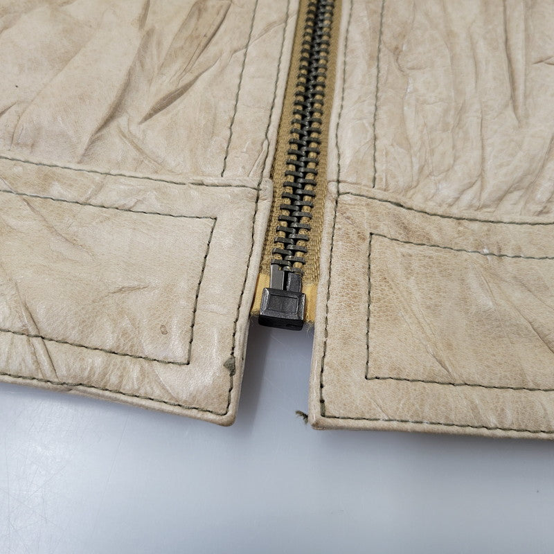 【現状渡し品】【メンズ】 REPLAY リプレイ LEATHER JACKET レザー ジャケット アウター 141-261029-yn-02-izu サイズ：S カラー：ベージュ 万代Net店