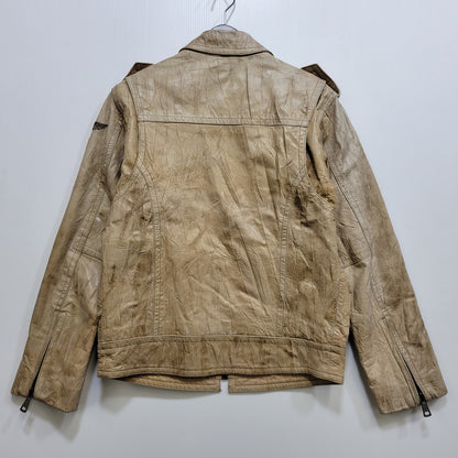 【現状渡し品】【メンズ】 REPLAY リプレイ LEATHER JACKET レザー ジャケット アウター 141-261029-yn-02-izu サイズ：S カラー：ベージュ 万代Net店