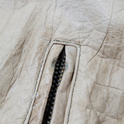 【現状渡し品】【メンズ】 REPLAY リプレイ LEATHER JACKET レザー ジャケット アウター 141-261029-yn-02-izu サイズ：S カラー：ベージュ 万代Net店