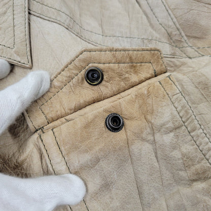 【現状渡し品】【メンズ】 REPLAY リプレイ LEATHER JACKET レザー ジャケット アウター 141-261029-yn-02-izu サイズ：S カラー：ベージュ 万代Net店