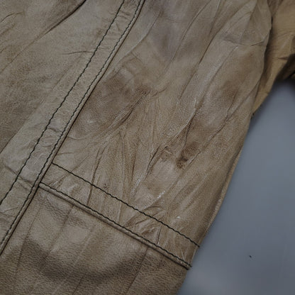 【現状渡し品】【メンズ】 REPLAY リプレイ LEATHER JACKET レザー ジャケット アウター 141-261029-yn-02-izu サイズ：S カラー：ベージュ 万代Net店