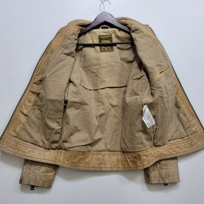 【現状渡し品】【メンズ】 REPLAY リプレイ LEATHER JACKET レザー ジャケット アウター 141-261029-yn-02-izu サイズ：S カラー：ベージュ 万代Net店
