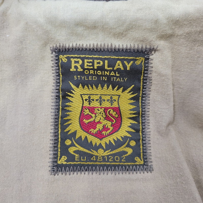 【現状渡し品】【メンズ】 REPLAY リプレイ LEATHER JACKET レザー ジャケット アウター 141-261029-yn-02-izu サイズ：S カラー：ベージュ 万代Net店