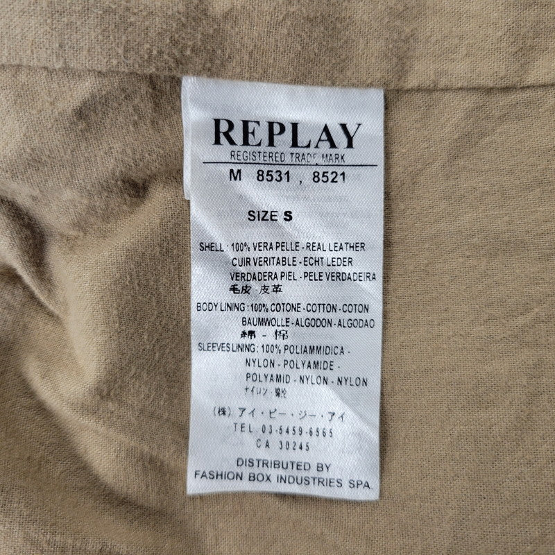 【現状渡し品】【メンズ】 REPLAY リプレイ LEATHER JACKET レザー ジャケット アウター 141-261029-yn-02-izu サイズ：S カラー：ベージュ 万代Net店