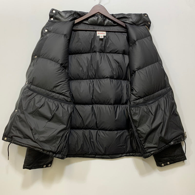 【中古品】【メンズ】 KAMIYA カミヤ G17BL011-0 LEATHER DOWN JACKET レザー ダウン ジャケット アウター 140-261030-cs-23-izu サイズ：XL カラー：ブラック 万代Net店