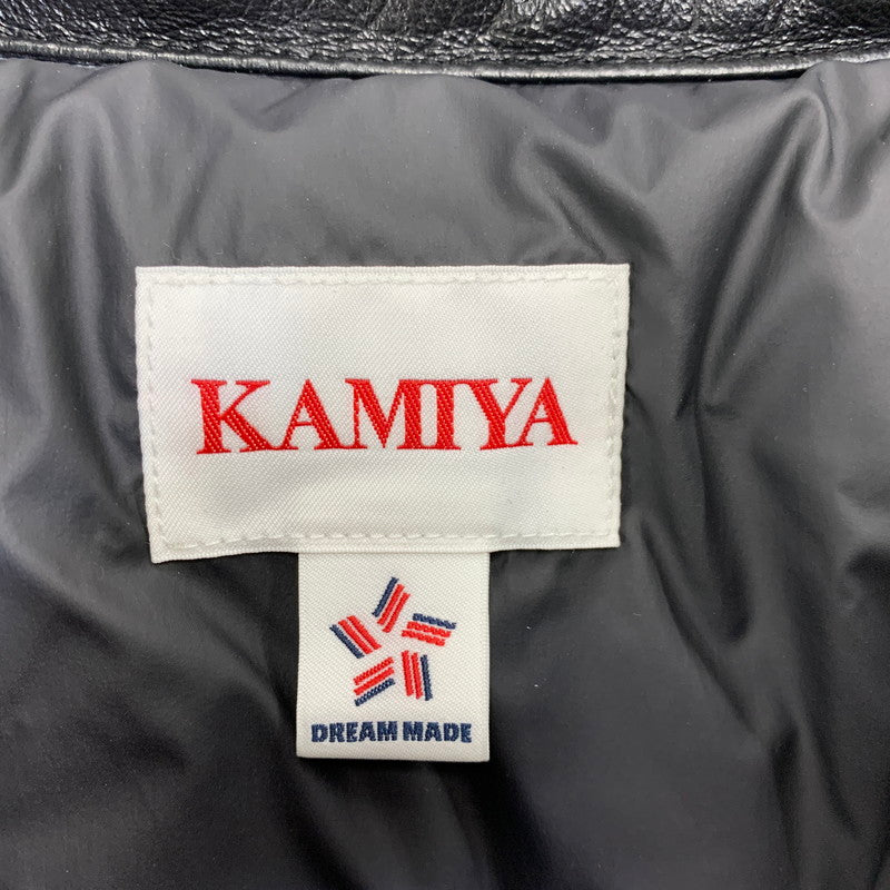 【中古品】【メンズ】 KAMIYA カミヤ G17BL011-0 LEATHER DOWN JACKET レザー ダウン ジャケット アウター 140-261030-cs-23-izu サイズ：XL カラー：ブラック 万代Net店