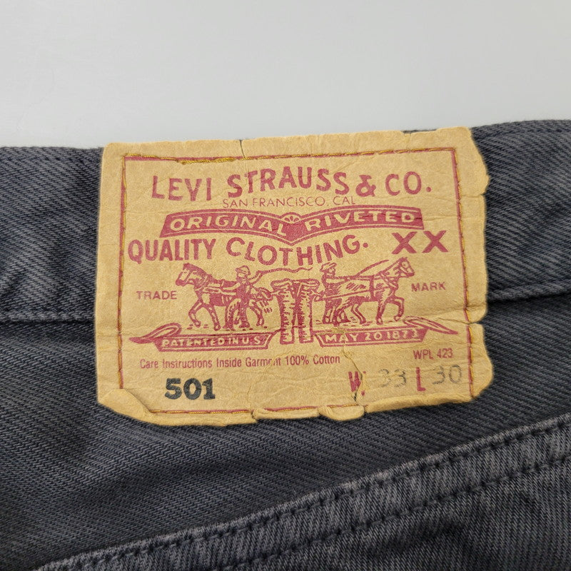 【中古品】【メンズ】 LEVI'S リーバイス 90S 501-0163 後染め BLACK DENIM PANTS ブラック デニム パンツ ズボン ボトムス 157-261029-ya-19-izu サイズ：33×30 カラー：ブラック 万代Net店