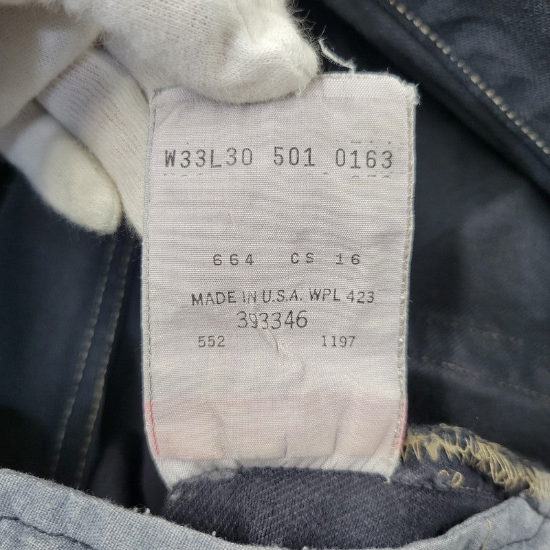 【中古品】【メンズ】 LEVI'S リーバイス 90S 501-0163 後染め BLACK DENIM PANTS ブラック デニム パンツ ズボン ボトムス 157-261029-ya-19-izu サイズ：33×30 カラー：ブラック 万代Net店