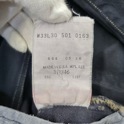 【中古品】【メンズ】 LEVI'S リーバイス 90S 501-0163 後染め BLACK DENIM PANTS ブラック デニム パンツ ズボン ボトムス 157-261029-ya-19-izu サイズ：33×30 カラー：ブラック 万代Net店