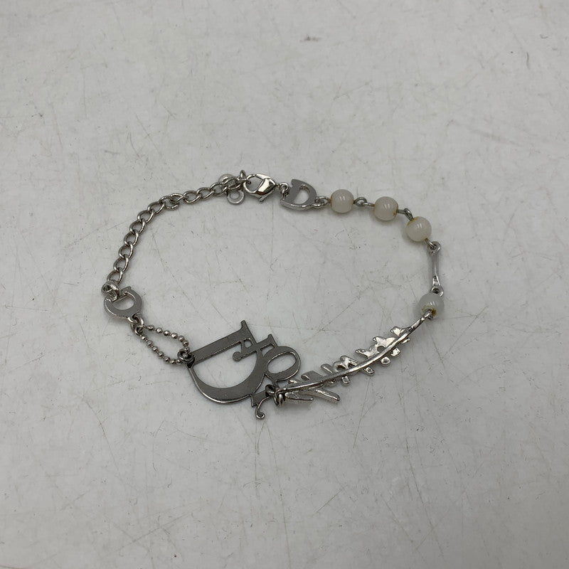 【中古品】【レディース】 CHRISTIAN DIOR クリスチャンディオール FAKE PEARL LOGO BRACELET フェイク パール ロゴ ブレスレット アクセサリー 182-261030-cs-16-izu カラー：シルバー×ホワイト 万代Net店