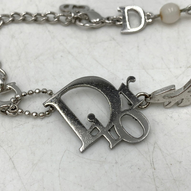 【中古品】【レディース】 CHRISTIAN DIOR クリスチャンディオール FAKE PEARL LOGO BRACELET フェイク パール ロゴ ブレスレット アクセサリー 182-261030-cs-16-izu カラー：シルバー×ホワイト 万代Net店