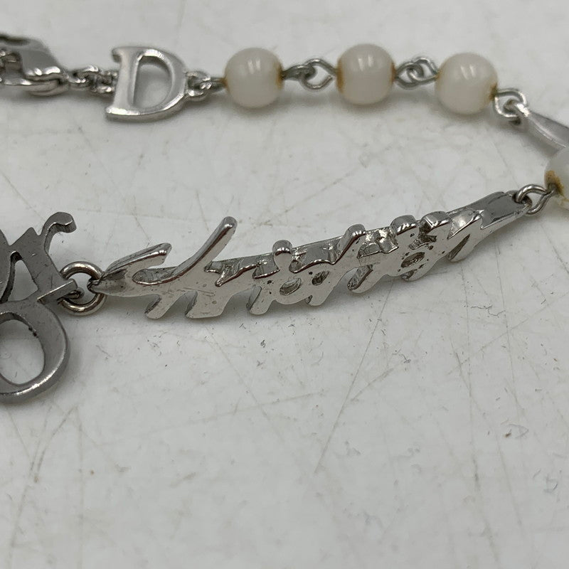 【中古品】【レディース】 CHRISTIAN DIOR クリスチャンディオール FAKE PEARL LOGO BRACELET フェイク パール ロゴ ブレスレット アクセサリー 182-261030-cs-16-izu カラー：シルバー×ホワイト 万代Net店