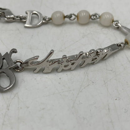 【中古品】【レディース】 CHRISTIAN DIOR クリスチャンディオール FAKE PEARL LOGO BRACELET フェイク パール ロゴ ブレスレット アクセサリー 182-261030-cs-16-izu カラー：シルバー×ホワイト 万代Net店