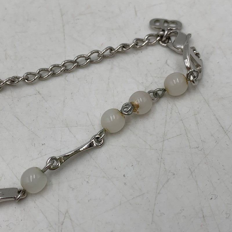 【中古品】【レディース】 CHRISTIAN DIOR クリスチャンディオール FAKE PEARL LOGO BRACELET フェイク パール ロゴ ブレスレット アクセサリー 182-261030-cs-16-izu カラー：シルバー×ホワイト 万代Net店