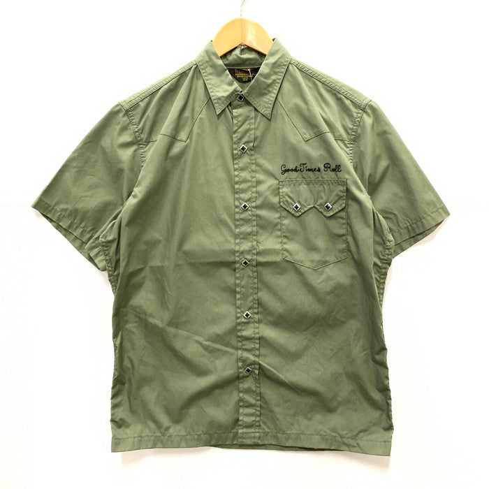 【中古品】【メンズ】 WESTRIDE ウエストライド LEONARD WESTERN SS SHIRTS 半袖シャツ トップス ブランド 古着 145-240210-gm-15-fuz サイズ：L カラー：オリーブ 万代Net店